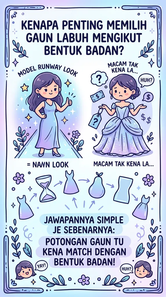 Kenapa Penting Memilih Gaun Labuh Mengikut Bentuk Badan?